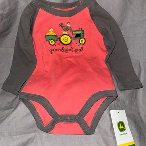 John Deere Pink and Gray Bodysuit One Piece